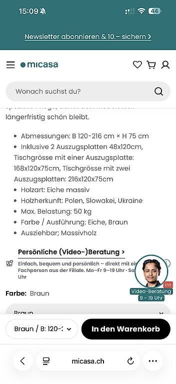 Tische: Hochwertiger Massiv-Holz Esstisch – Gebraucht aus Olten von sve_lc7b 1