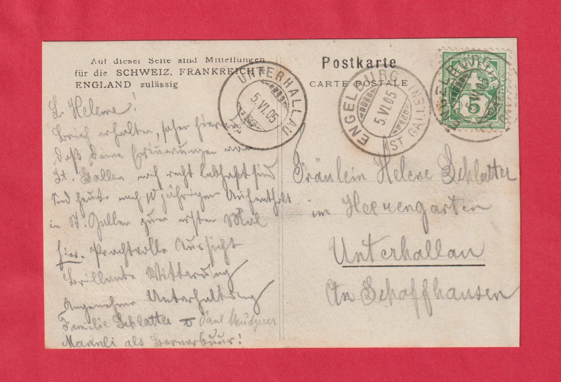 Cartoline postali: Engelburg (SG) Gemeinde Gaiserwald – Usato da Zürich venduto da Gill46 1