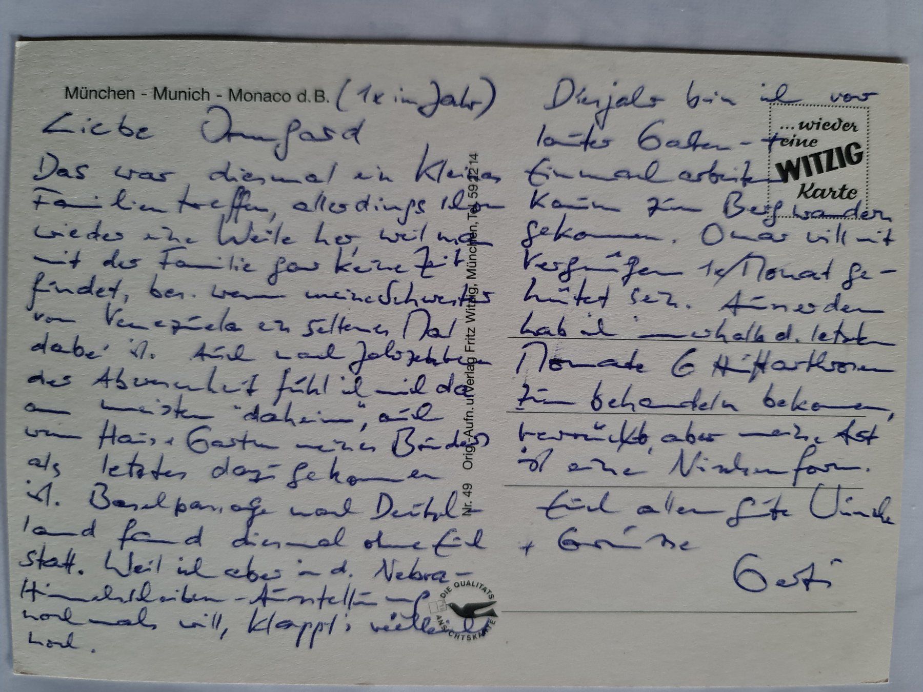 Cartoline postali: Ansichtskarte München Deutschland – Usato da Dintikon venduto da Vexi 1