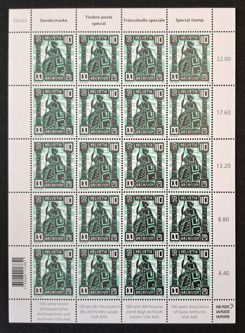 Alle Briefmarken: Kleinbogen 100 Jahre VSA-AAS 2022 postfrisch – Neu (gemäss Beschreibung) aus Unterägeri von PhilatelieStudiger