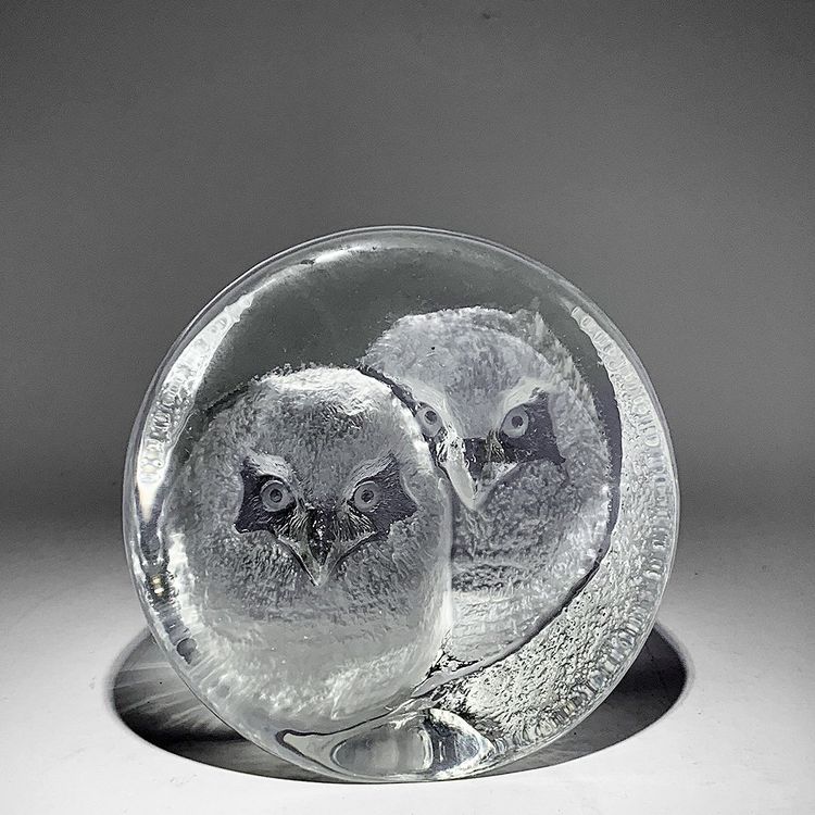 Glas Intaglio Paperweight Eulen Mats Jonasson | Kaufen Auf Ricardo