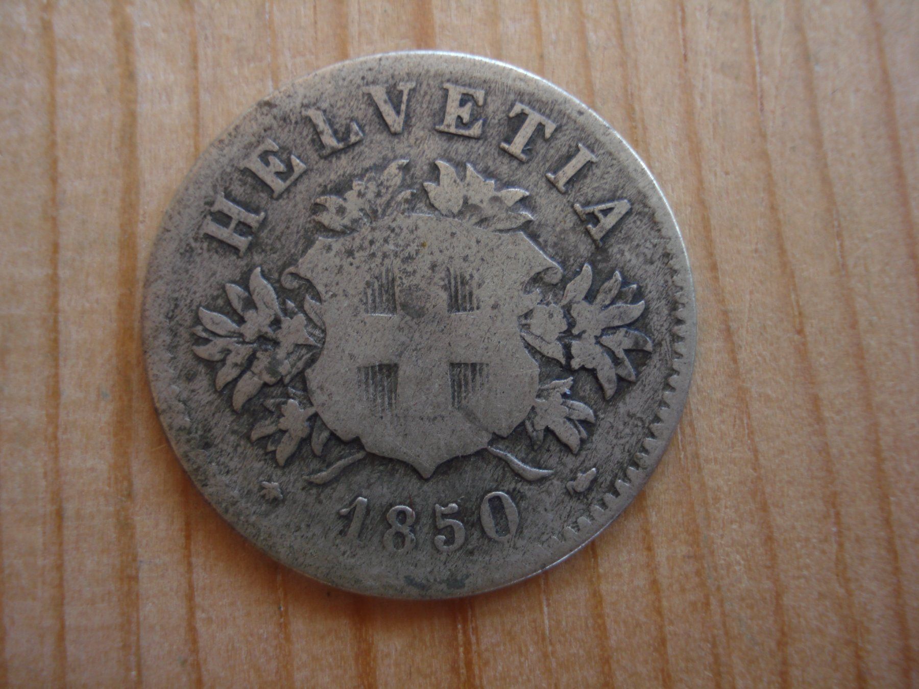 Alle Münzen: (P2) 20 Rappen 1850 – Gebraucht aus Erlach von Net-Coins