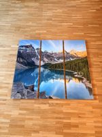 Glasbild 3-teilig Bergsee Motiv 3x 30x80cm guter Zustand