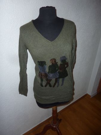 pull kaki avec perles de sequins taille M pour femme