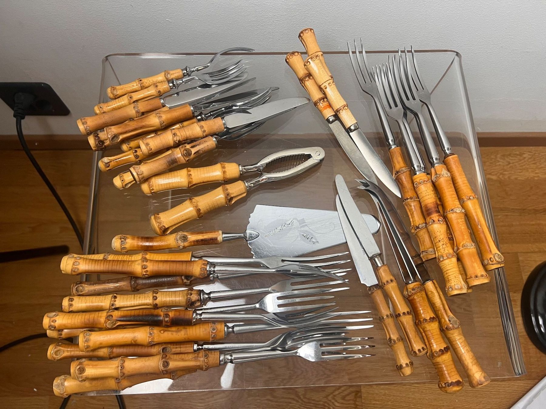 Forchette: Vintage Bambus Besteck Set, 35 teilig, 70er, BOHO CHIC – Usato da Winterthur venduto da Fantasticdancer 1