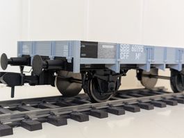 SBB Niederbordwagen M3 60195 mit Radhalterungen
