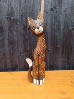 Holz-Dekofigur Katze, Vintage Deko