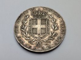🇮🇹 Italy Carlo Alberto 5 Lire 1842 - rare. VF+