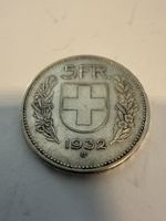 Schweiz 5 Franken 1932 B – Silber – Original 5 Fr. Helvetia 