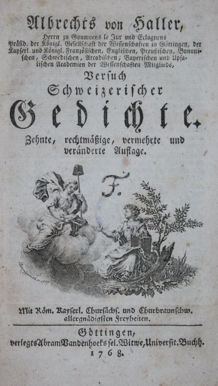 Libri: ALBRECHTS VON HALLER VERSUCH SCHWEIZERISCHER GEDICHTE,1768 – Usato da Guensberg venduto da Herzaktion 1