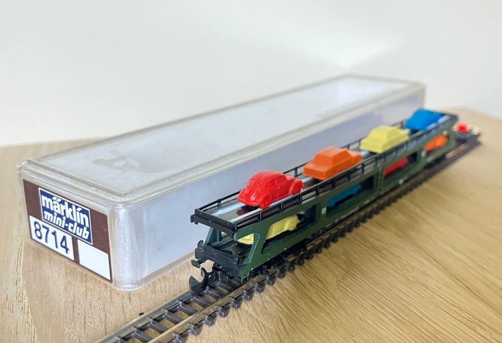 Märklin miniclub Z 8714 Autotransportwagen 4-achs mit 8 Pkw (Gebraucht ...