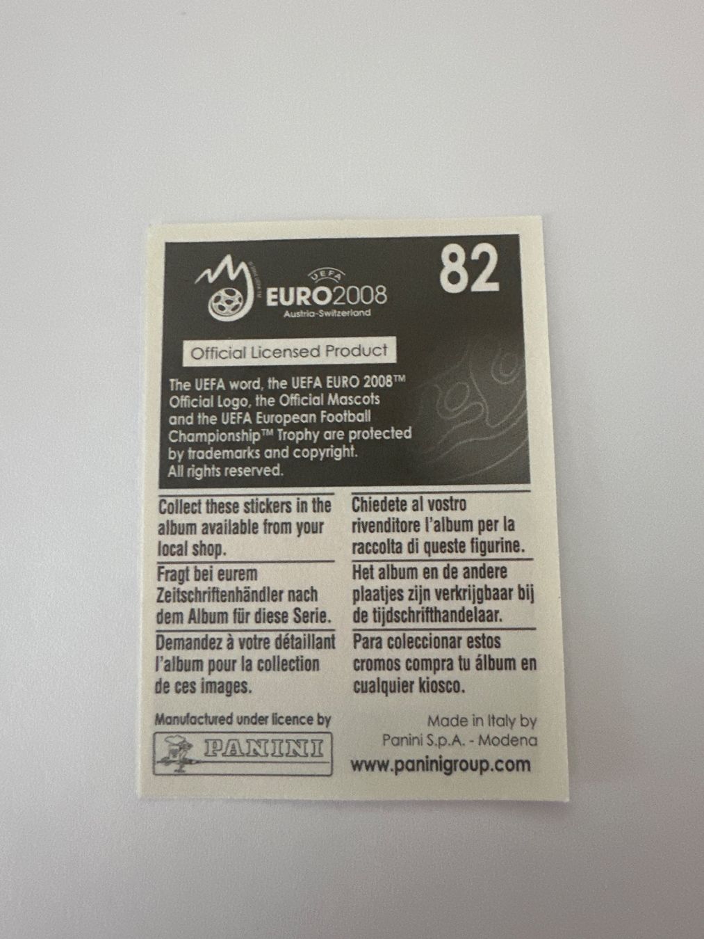 Panini Carte collezionabili: Panini UEFA EM 2008 Sticker - Nr. 82 – Usato da Sulz AG venduto da DealWerk 1