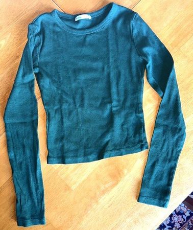 Bershka t-shirt manches longues vert XS