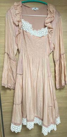 Damenbluse mit Rüschen und Spitze Zartrosa/Altrosa/Weiss