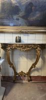 Antike Barock Holz Wandkonsole, Marmorplatte
