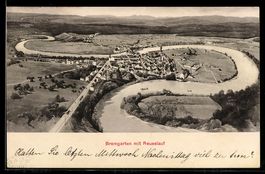 AK Bremgarten /AG, Totalansicht mit Blick auf den Reusslauf