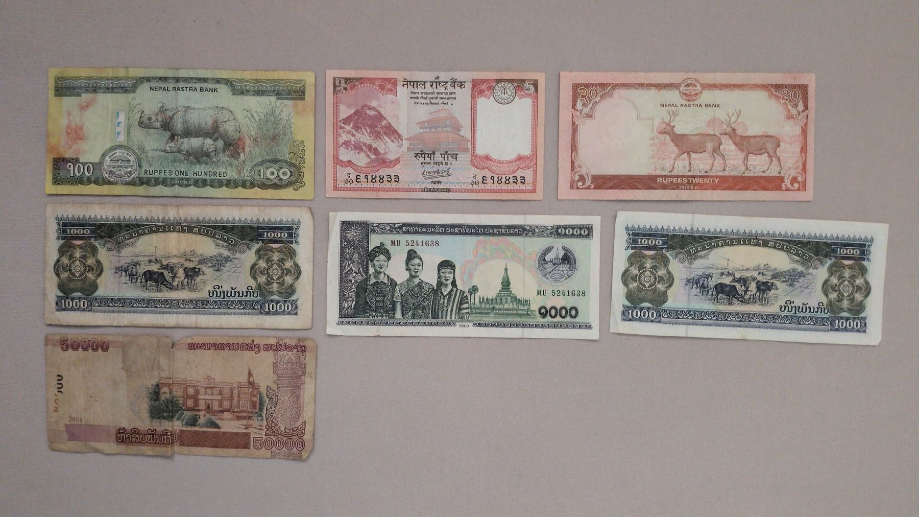 Banknoten: Banknoten Laos und Nepal – Gebraucht aus Opfikon von Thomas2002