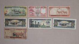 Banknoten Laos und Nepal