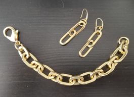 Goldfarbene Kettenglieder Ohrringe + Armband - Neuwertig! ✨