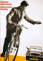 CICLISTA ATTENZIONE 1958 - Manifesto originale