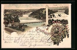 Litho Schaffhausen, Ortsansicht und Rhei