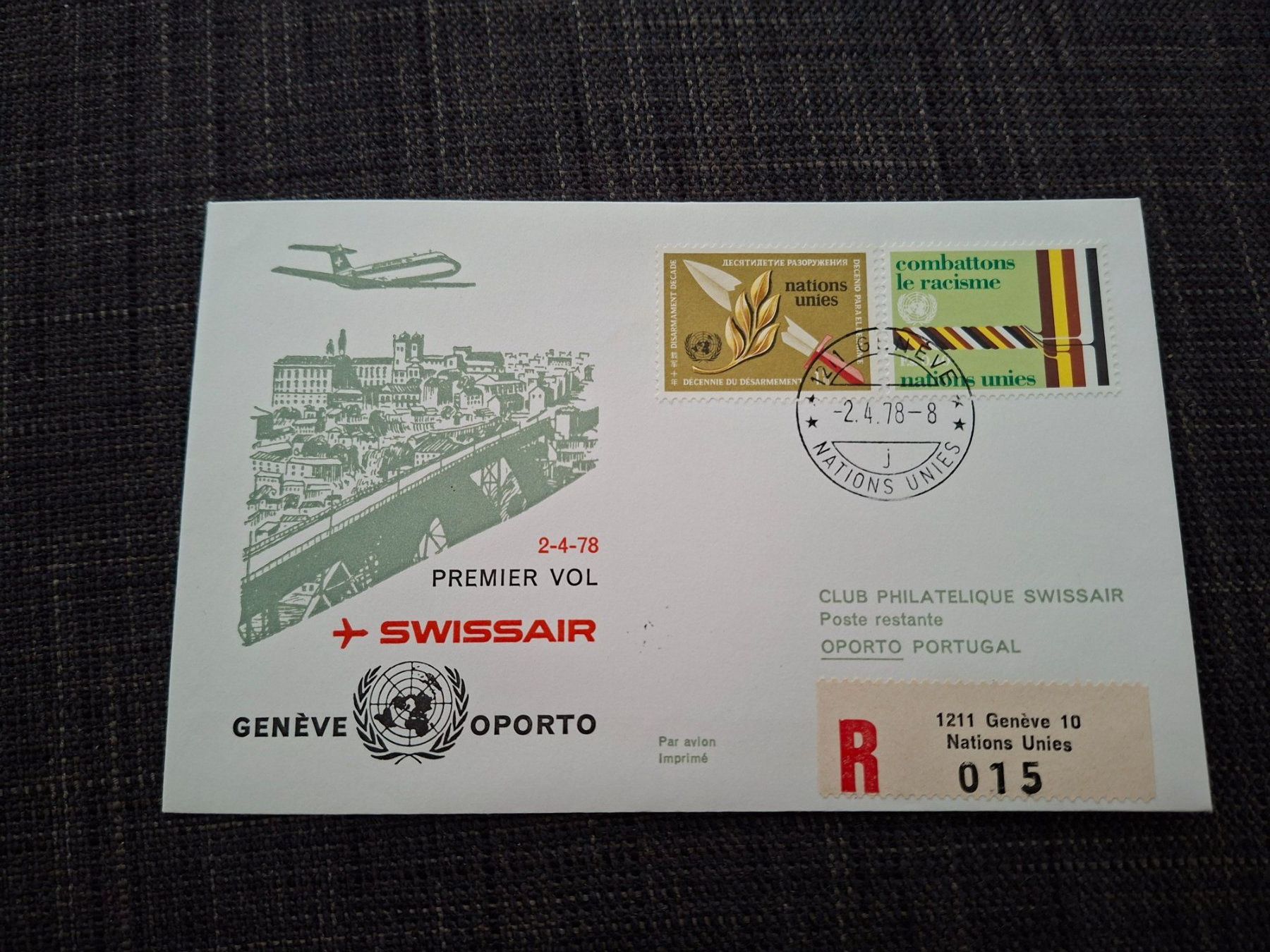 Tutti i francobolli: Swissair Erstflug OPORTO – Usato da Lyss venduto da seraina16