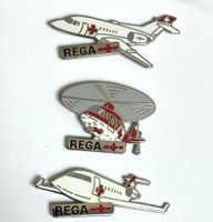 3 Pins Rega Helikopter und Flugzeuge top Zustand