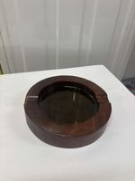 Ashtray round wooden dark brown new condition