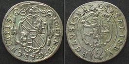 SALZBURG Halbbatzen 1707 JOHANN ERNST v THUN HOHENSTEIN vz+