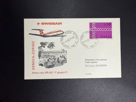 Swissair Erstflugbrief Genua-Zürich 1971