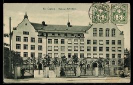 AK St. Gallen, Hadwig-Schulhaus mit Grünanlagen in der Außen
