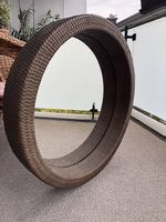 Grand miroir rond IKEA MELBU en rotin tressé - Vintage 77 cm