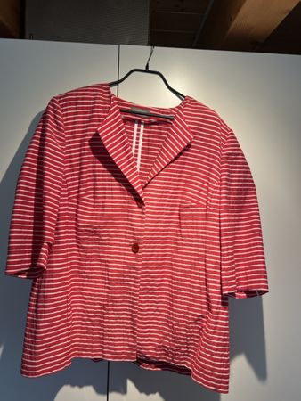 Ulla Popken Bluse,Gr. 46/48, rot/weiss gestreift