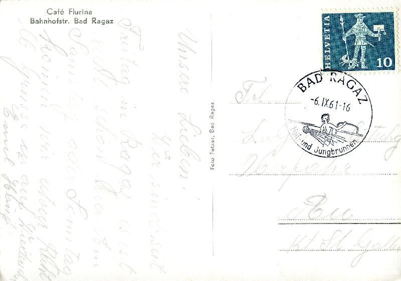 Cartes postales: Bad Ragaz - Café Flurina + 1961 – D'occasion à Emmenbrücke par teestube 1