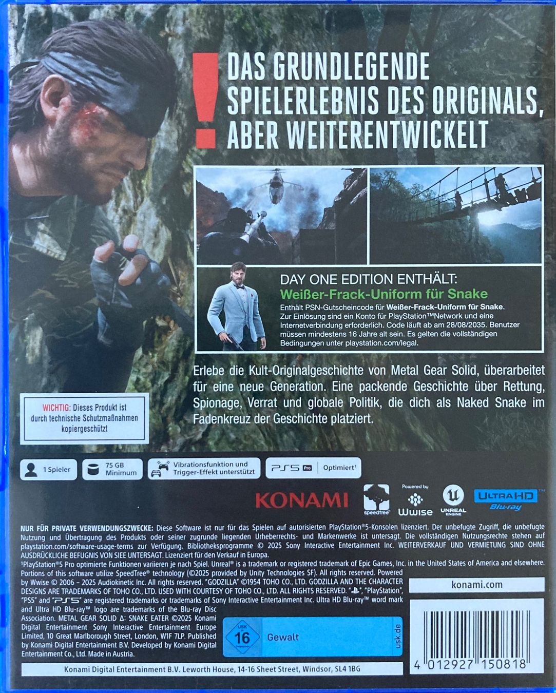 Sony Giochi: Spiel Metal Gear Solid,  Snake Eater, PS5 Day One edition – Usato da Oberaach venduto da Riop 1