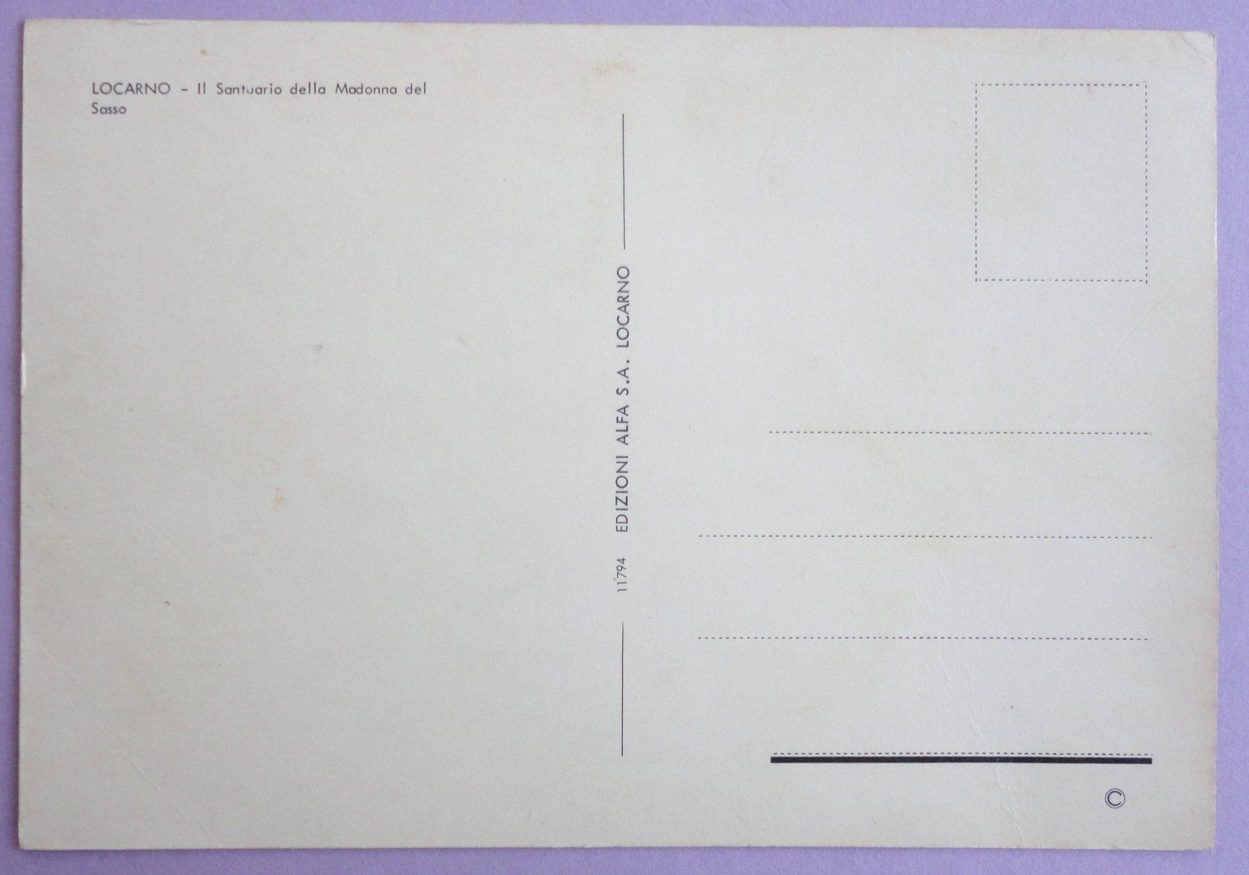 Cartoline postali: Locarno - Madonna del Sasso – Usato da Fétigny venduto da Billy2miny 1