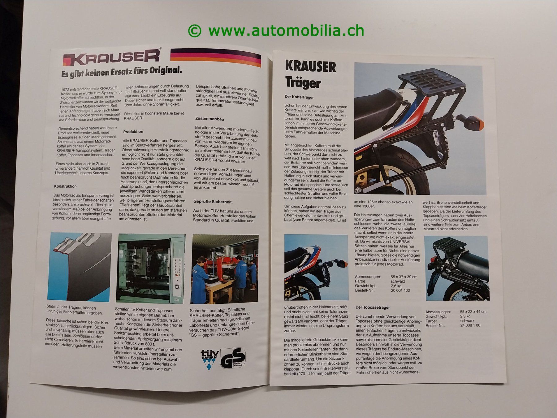 Documenti: Krauser Motorrad Koffer Prospekt deutsch – Usato da Weingarten-Kalth venduto da Bettelbruenneli 1