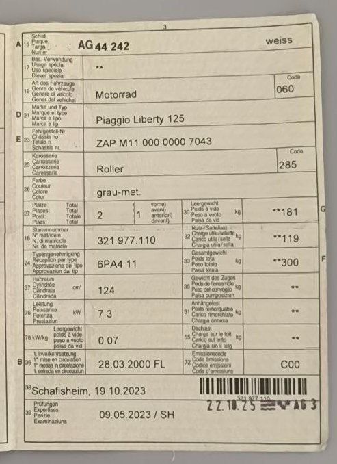 Piaggio Scooter: Roller Piaggio Liberty 125 grau-met. 2000 – Usato da Oftringen venduto da mondreiter 1