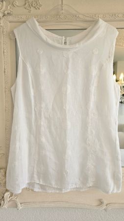 Sommerbluse Bluse Leinen/Viskose Weiss Gr. 40