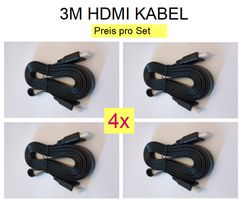 4x Flat flache HDMI Kabel 3 Meter, Setpreis, Neu