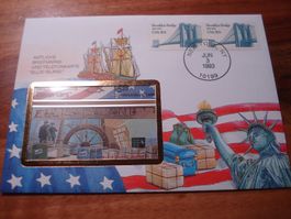 Brief USA, Ellis Island 1993, mit passender Taxkarte USA