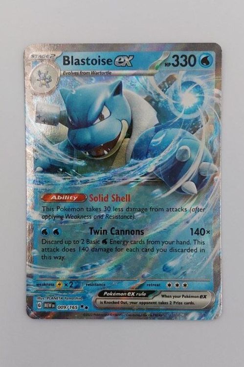 Blastoise EX Card Pokmon 151 Blastoise EX Double Rare Card #009/165 - Near  Mint/Mint Condition 1995 Blastoise