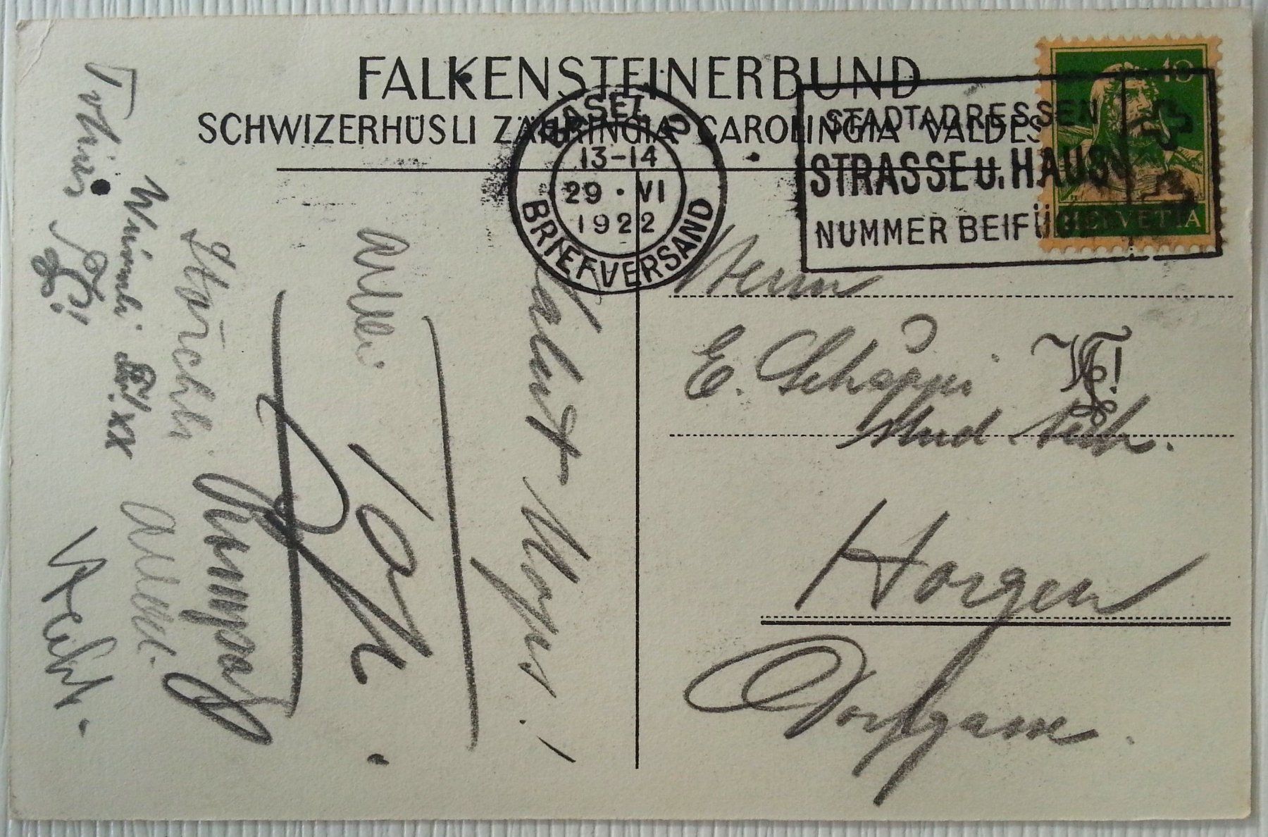 Cartoline postali: AK Expressionismus / FALKENSTEINERBUND, 1922 – Usato da Oberriet SG venduto da Manick 1