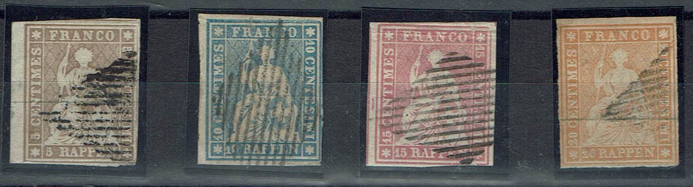 Tutti i francobolli: STRUBEL <626> LOT  SERIE '22B-25B/B1 RAUTEN 1 BEFUND – Usato da Rüschlikon venduto da Sualk1 1