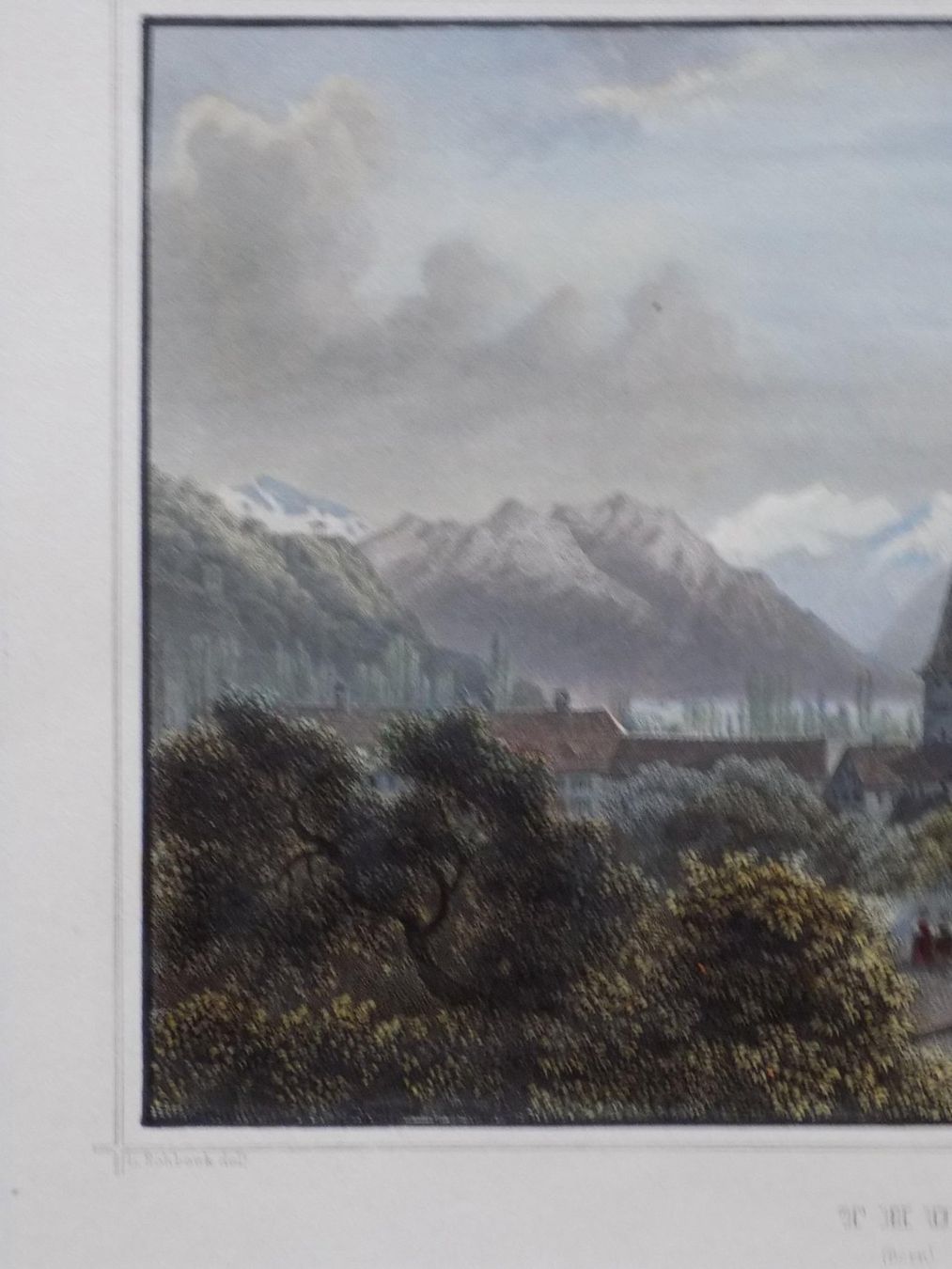 Incisioni: Thun kolorierte Ansicht von Rohbock – Usato da Risch venduto da Antikfee 4
