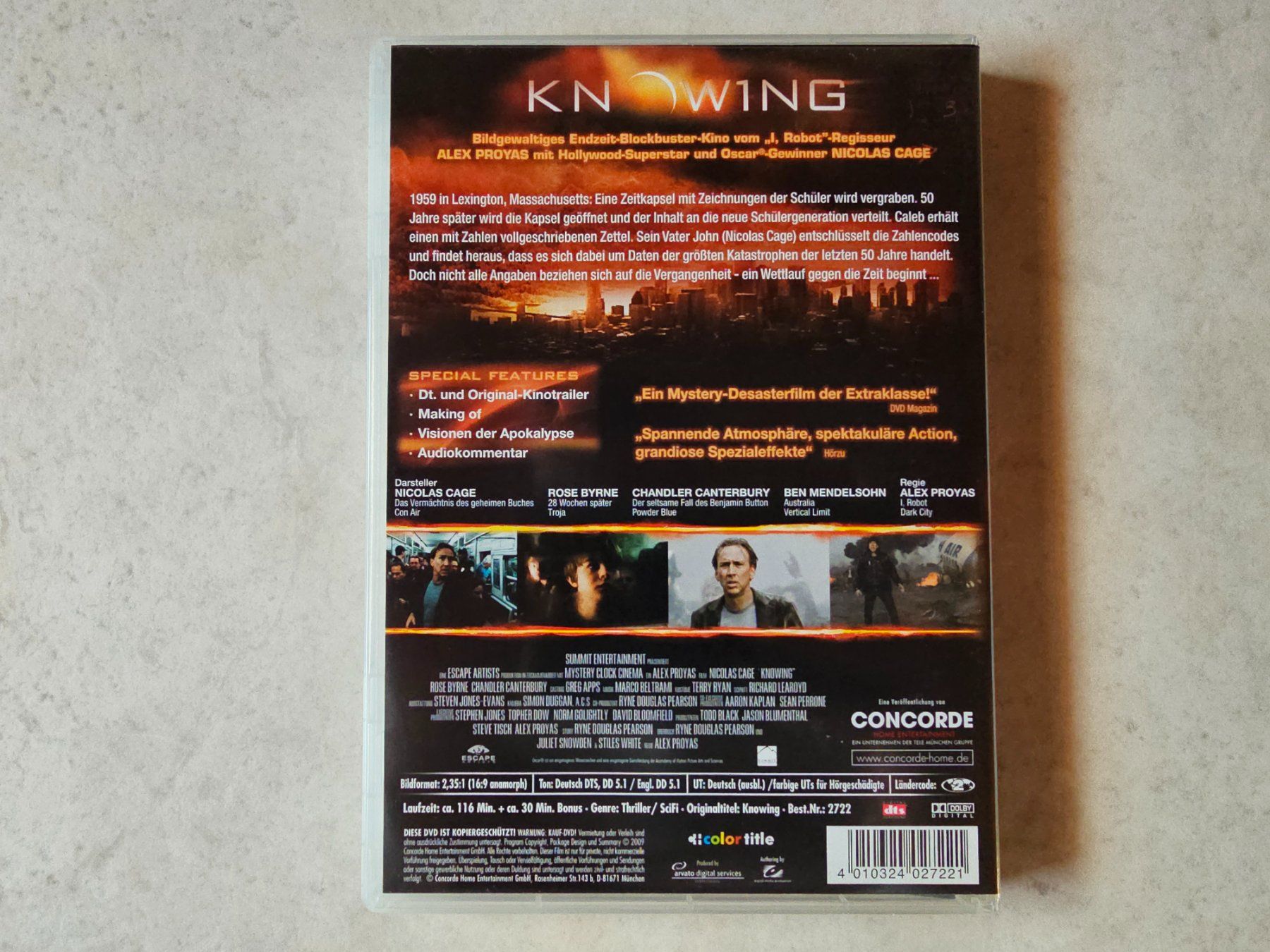 Alle DVDs: Knowing  -  Die Zukunft endet jetzt – Gebraucht aus Schneisingen von backstore24 1