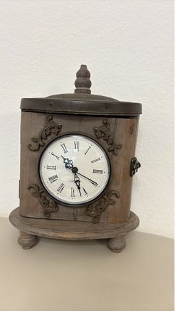 Vintage Holz Tischuhr Shabby Chic Look,Top Zustand!