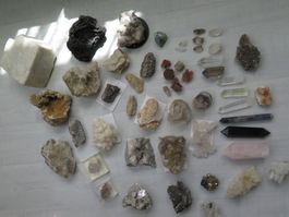 Mineralien Sammlung, 50 Stück, Bergkristalle,Pyrit und mehr