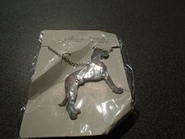 Kette silberfarbig Fashion Jewerly, Anhänger Dogge farbig