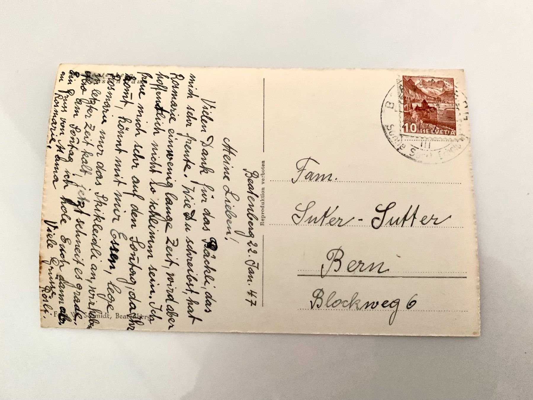 Cartoline postali: alte AK Postkarte Beatenberg (1947) – Usato da Erlenbach ZH venduto da Ritschly 2